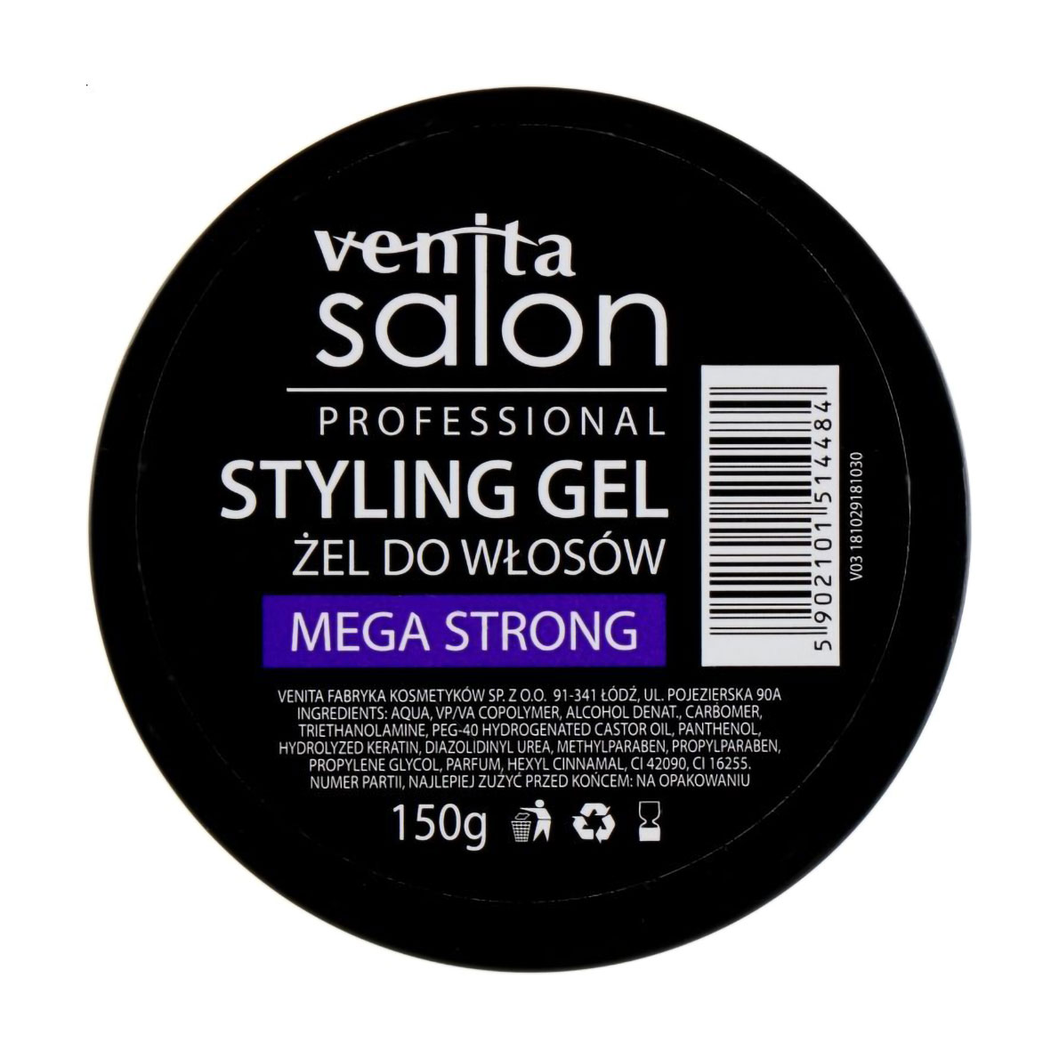 Гель для укладання волосся Venita Salon Professional Styling Gel Mega Strong Мегасильна фіксація, 150 г